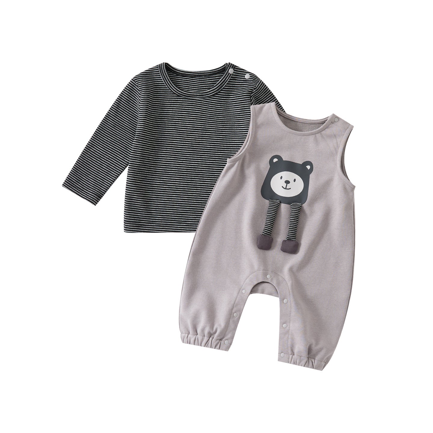 Spring New Baby Knit Romper Set for Boys, 3D Cartoon Romper with Inner Layer Two-Piece Set
