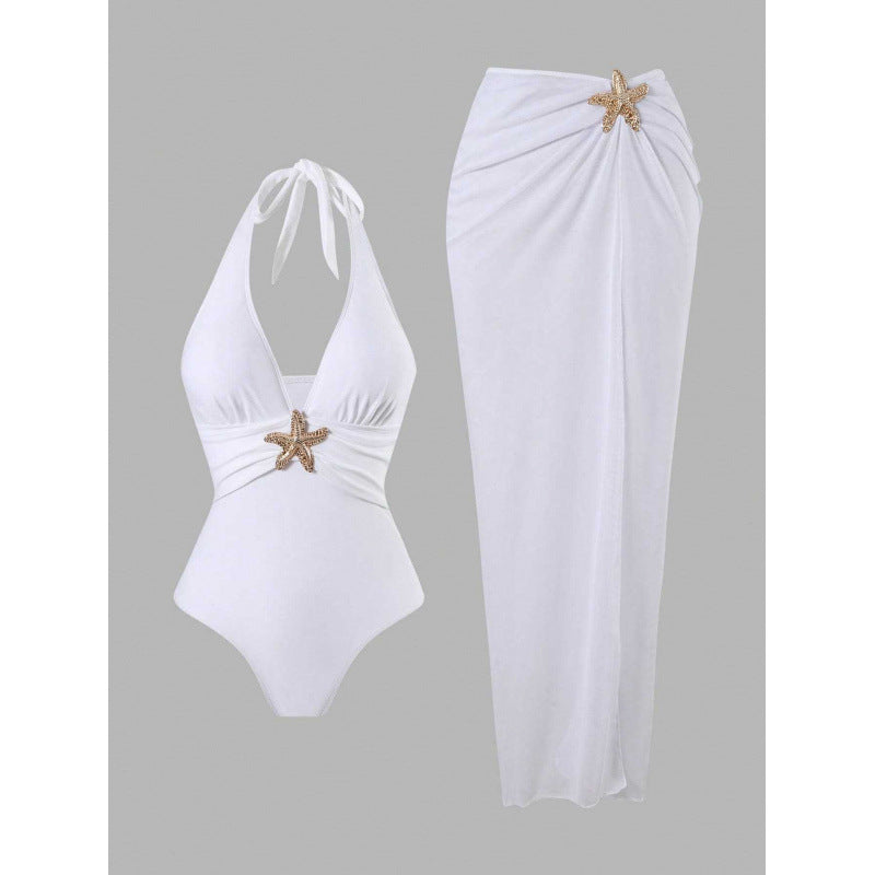 Sexy Beach Long Dress Elegant One-Piece Swimsuit Two-Piece Swimwear Set
