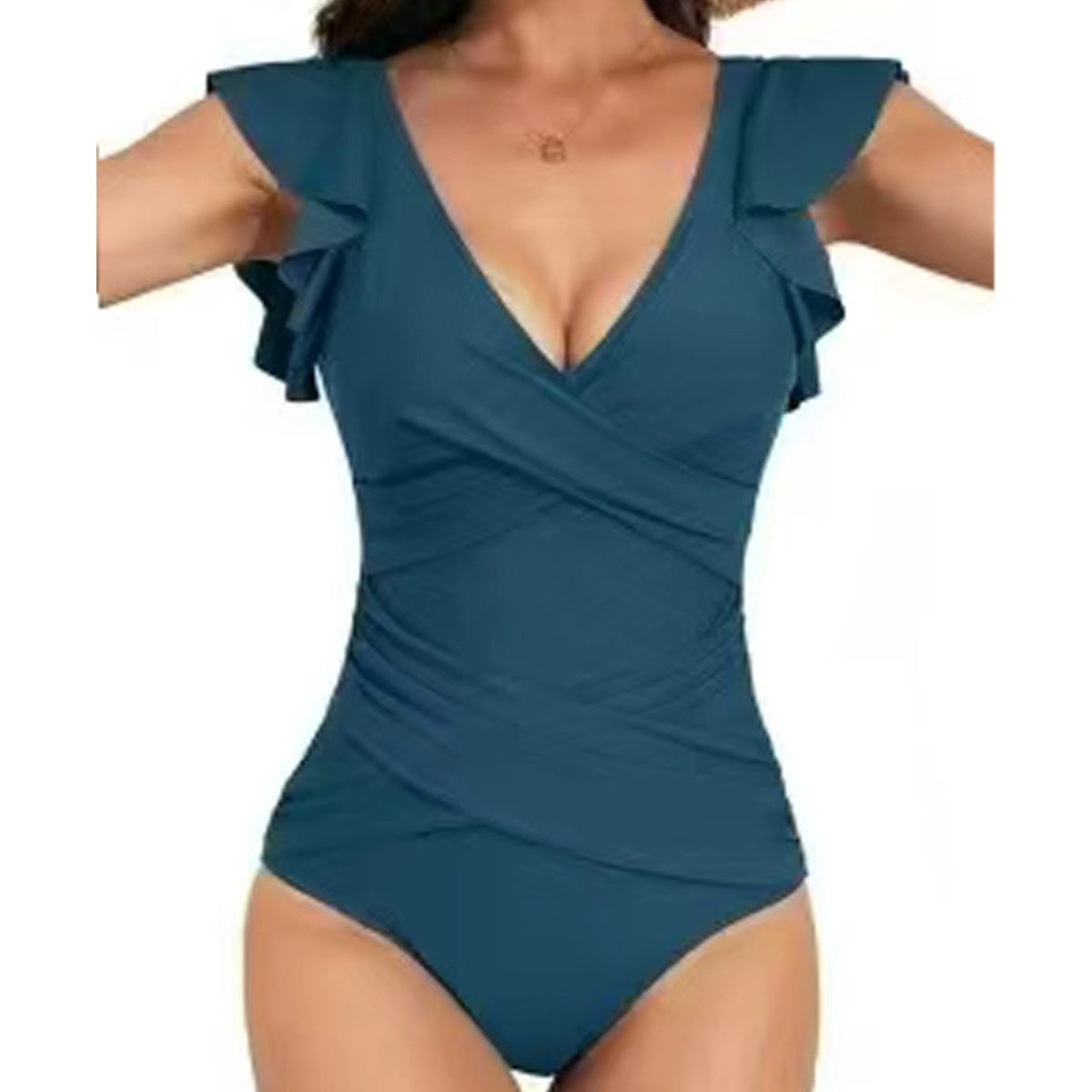 One-piece Solid Color Swimsuit for Women, , Beach Vacation Swimwear