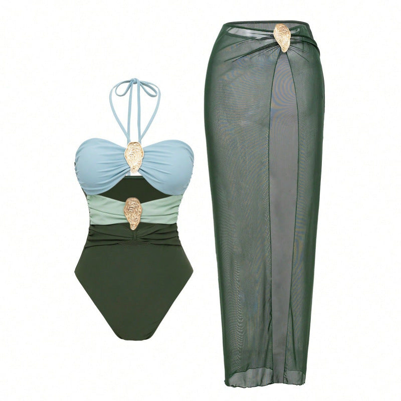 Swimsuit with Wrap Skirt Set,  High-End Spa Look, Women's Swimwear*
