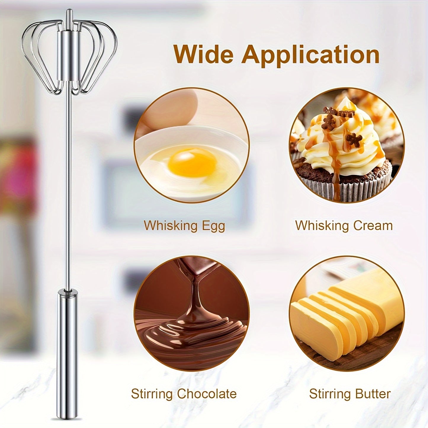 Stainless Steel Egg Beater Durable Semi-Automatic Mixer