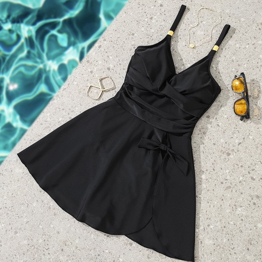 Hooded One-Piece Swimwear for Women, High-End Slimming Design Suitable for Beach and Hot Springs