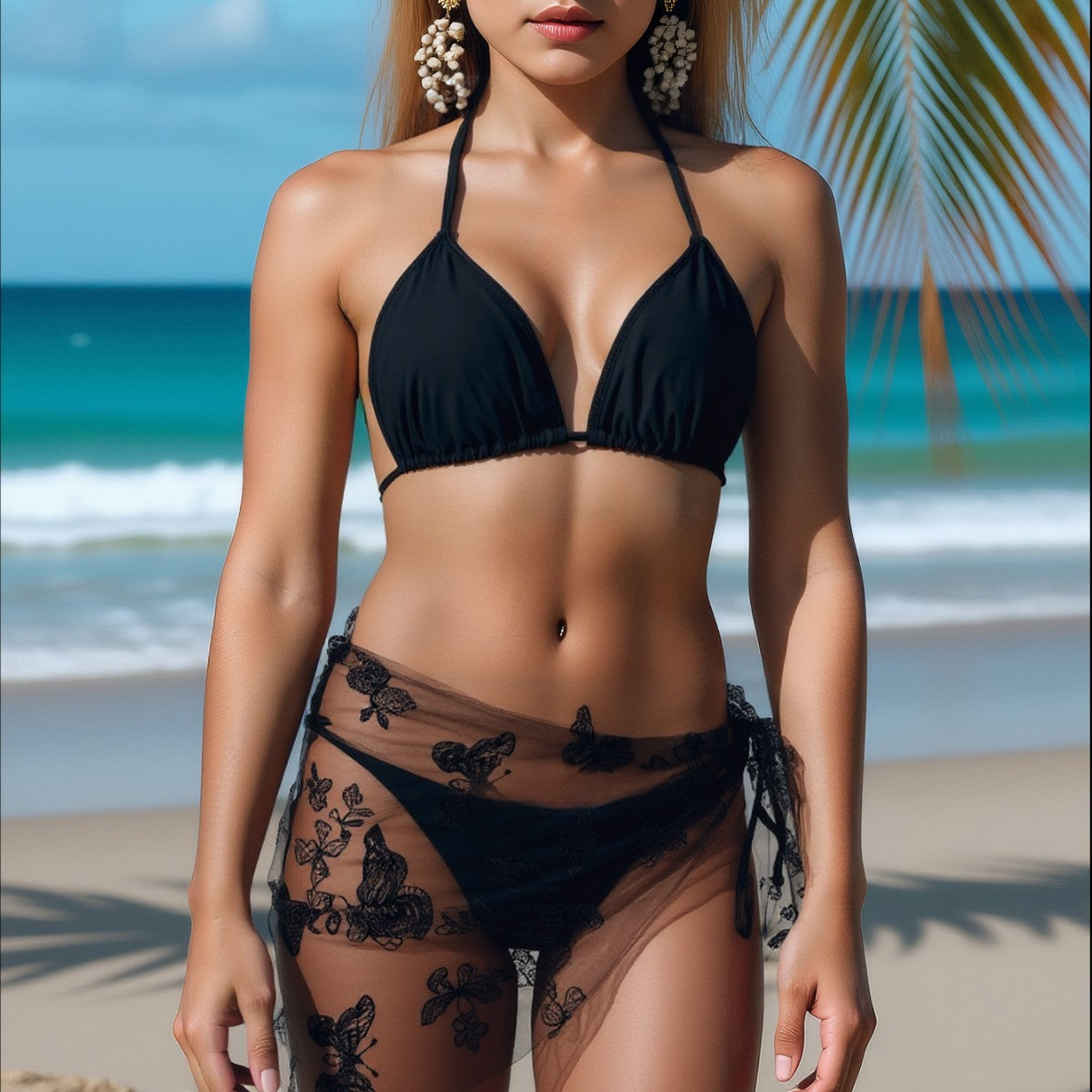 Solid Color Separated Bikini Three-Piece Set Push-Up Backless Sexy Swimwear