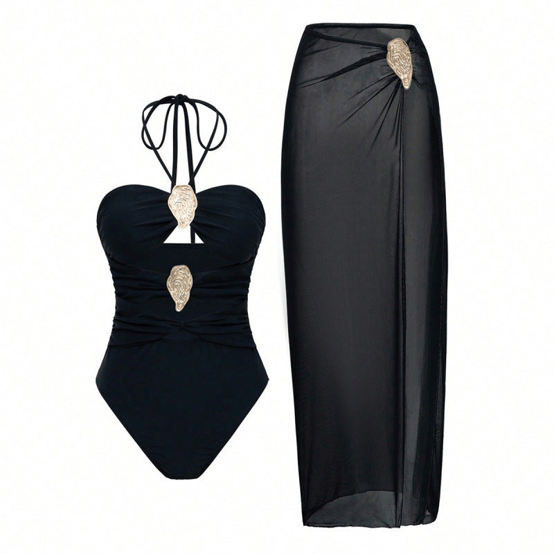 Swimsuit with Wrap Skirt Set,  High-End Spa Look, Women's Swimwear*