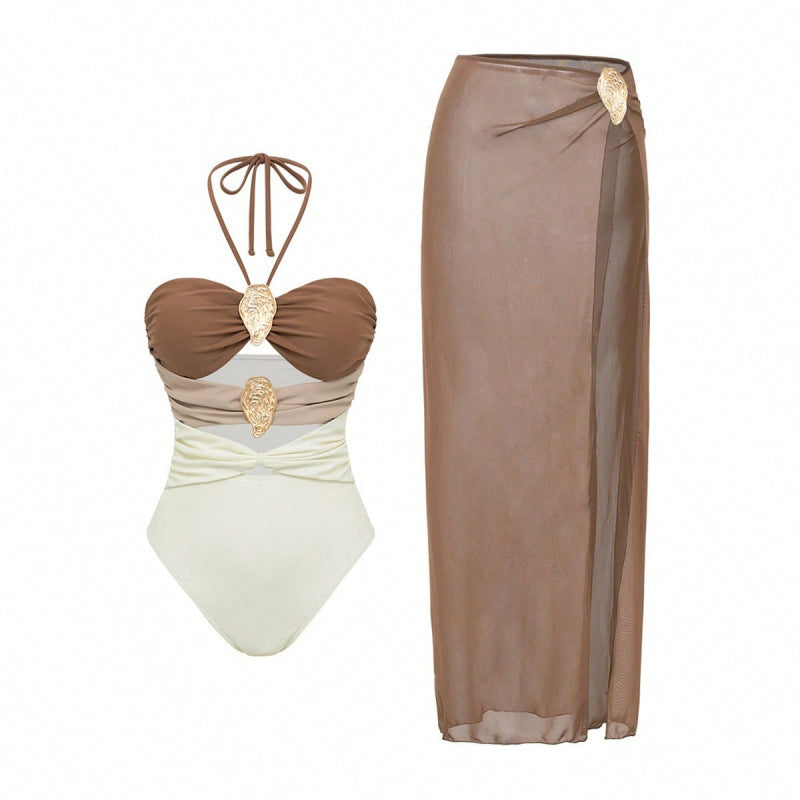 Swimsuit with Wrap Skirt Set,  High-End Spa Look, Women's Swimwear*