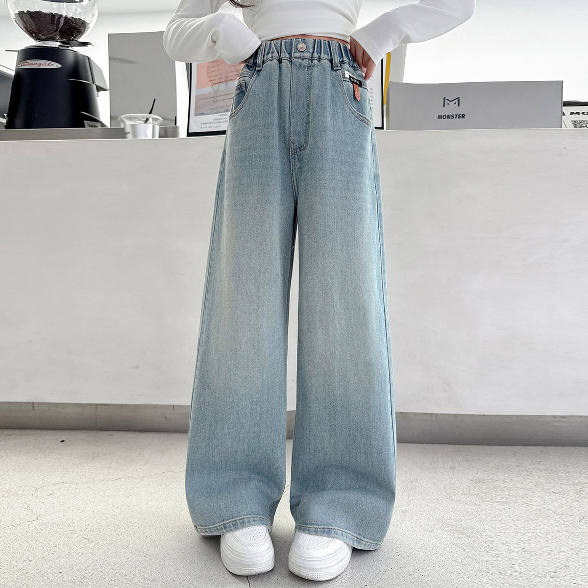 Children's Wide-Leg Pants Light Blue Denim Pants