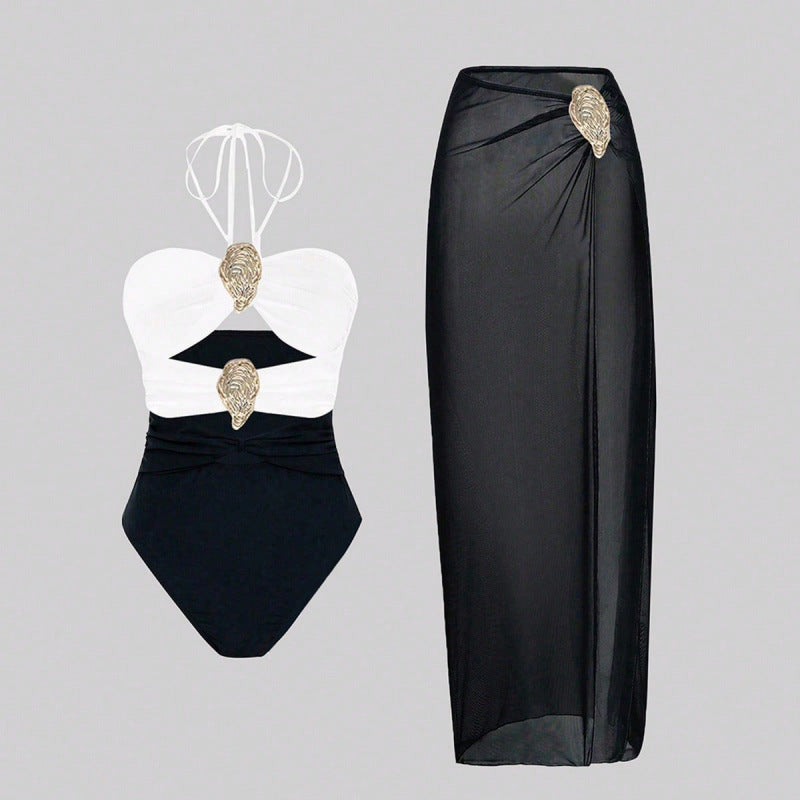 Swimsuit with Wrap Skirt Set,  High-End Spa Look, Women's Swimwear*