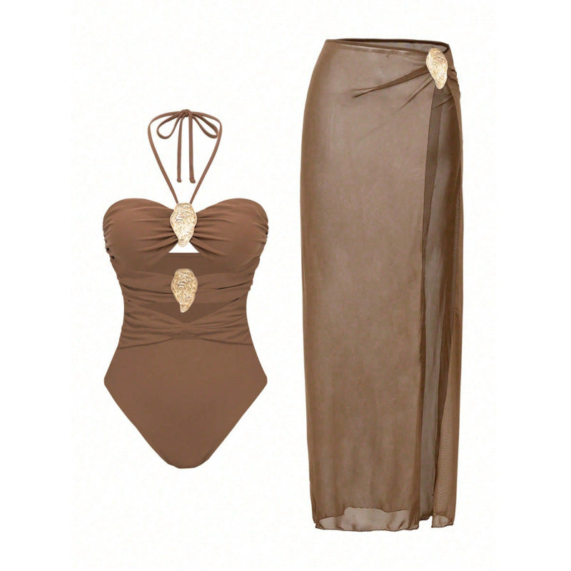 Swimsuit with Wrap Skirt Set,  High-End Spa Look, Women's Swimwear*
