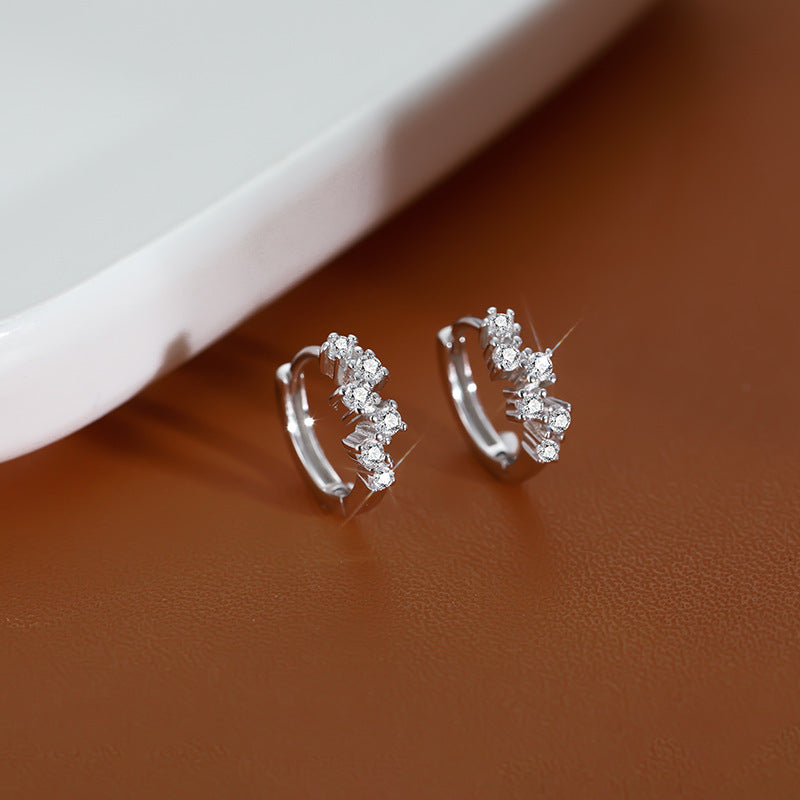 Sparkle Crystal Stud Earrings Minimalist Small Zircon Ear Rings,Unique Design Jewelry