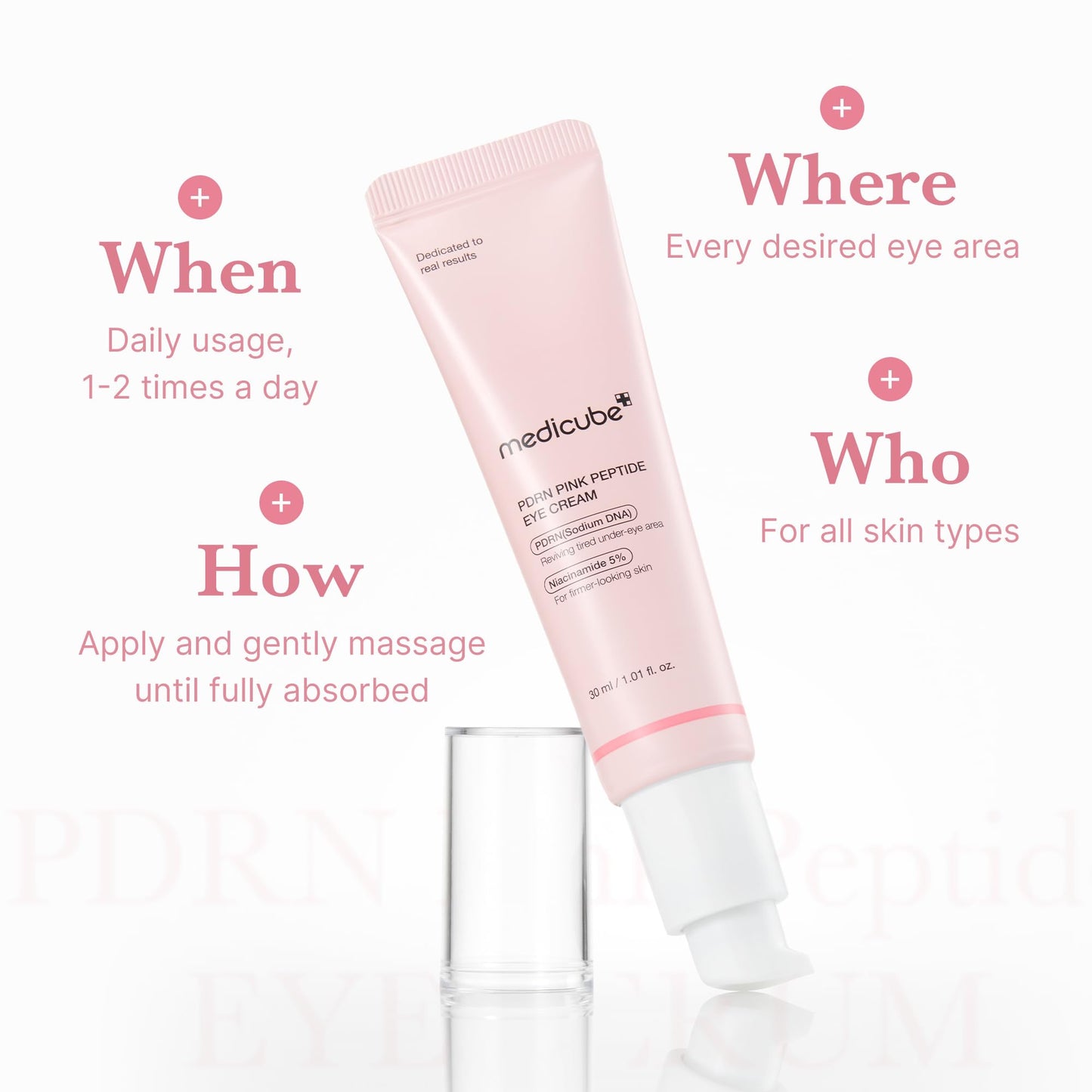 medicube Eye Cream with Sodium DNA PDRN Pink Peptides | 99% Purity Retinol for Fine Lines | PDRN & Niacinamide Eye Serum for Uneven Skin Tone | Korean Skincare, 1.01 fl.oz