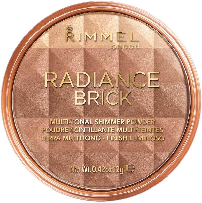 Rimmel London Radiance Shimmer Brick Pressed Bronzer, Light-As-Air Contouring Formula, 001 Light, 12 g