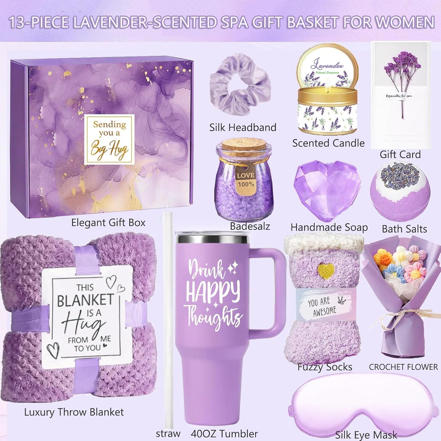 Birthday Gifts for Women Self Care Get Well Soon Gift Baskets,Women ROSE Spa Care Package Thinking of You Presents,Sympathy Gifts for Mum HerFriend Sister Wife