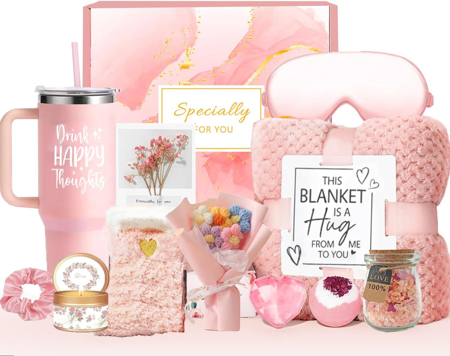 Birthday Gifts for Women Self Care Get Well Soon Gift Baskets,Women ROSE Spa Care Package Thinking of You Presents,Sympathy Gifts for Mum HerFriend Sister Wife