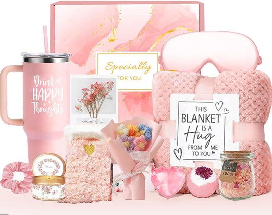 Birthday Gifts for Women Self Care Get Well Soon Gift Baskets,Women ROSE Spa Care Package Thinking of You Presents,Sympathy Gifts for Mum HerFriend Sister Wife