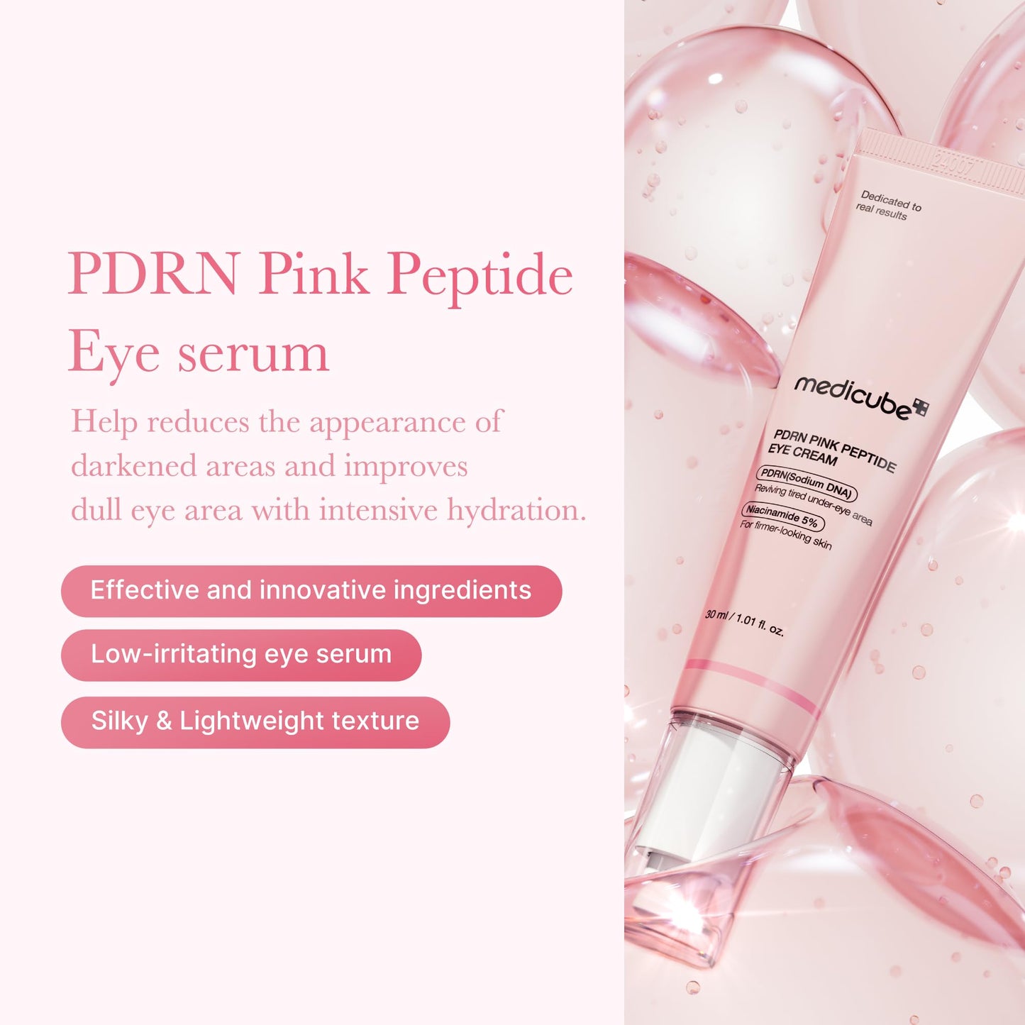 medicube Eye Cream with Sodium DNA PDRN Pink Peptides | 99% Purity Retinol for Fine Lines | PDRN & Niacinamide Eye Serum for Uneven Skin Tone | Korean Skincare, 1.01 fl.oz