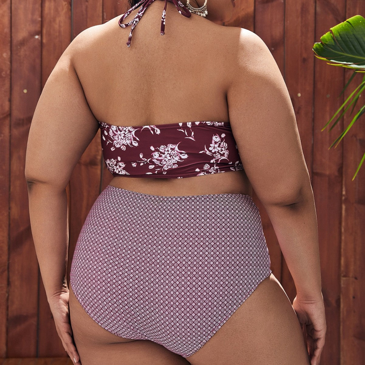 Floral Swimwear with Spliced Design, Sexy and Comfortable, Plus Size
