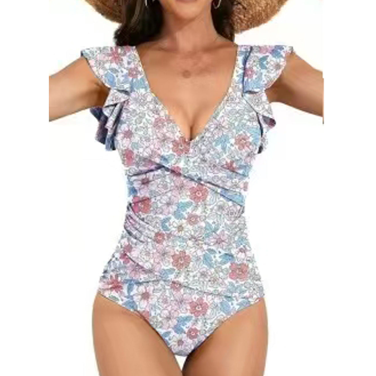 One-piece Solid Color Swimsuit for Women, , Beach Vacation Swimwear
