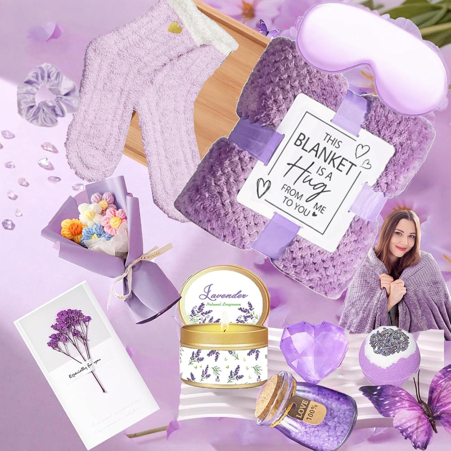 Birthday Gifts for Women Self Care Get Well Soon Gift Baskets,Women ROSE Spa Care Package Thinking of You Presents,Sympathy Gifts for Mum HerFriend Sister Wife