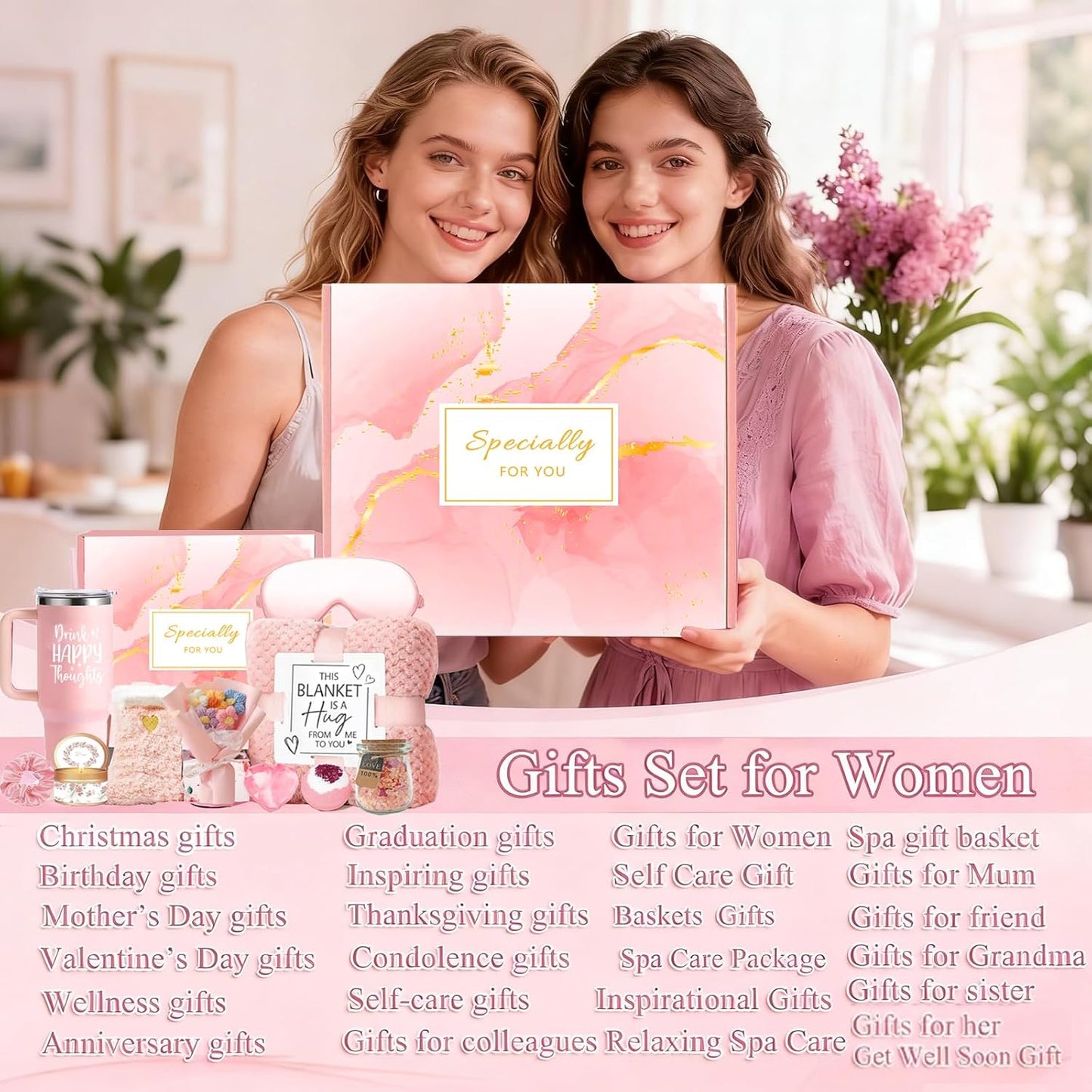 Birthday Gifts for Women Self Care Get Well Soon Gift Baskets,Women ROSE Spa Care Package Thinking of You Presents,Sympathy Gifts for Mum HerFriend Sister Wife
