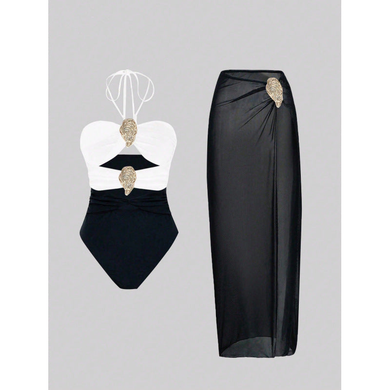 Swimsuit with Wrap Skirt Set,  High-End Spa Look, Women's Swimwear*