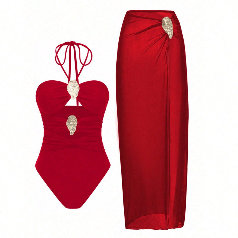 Swimsuit with Wrap Skirt Set,  High-End Spa Look, Women's Swimwear*