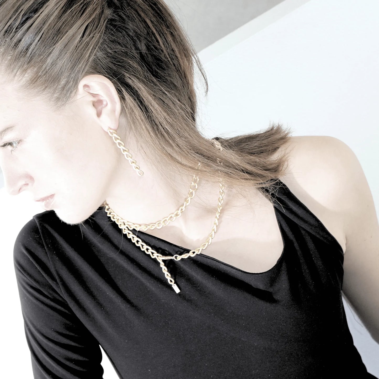 Tabitha Long Link Necklace Silver Plating