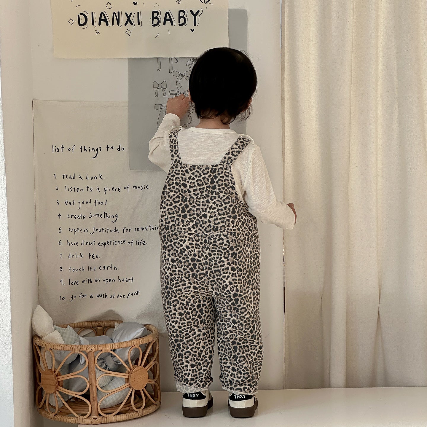 Spring New Baby Leopard Print Overalls Set, Boy's Bodysuit with Inner Shirt  Two-Piece Set