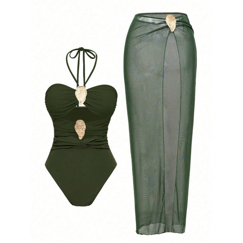 Swimsuit with Wrap Skirt Set,  High-End Spa Look, Women's Swimwear*