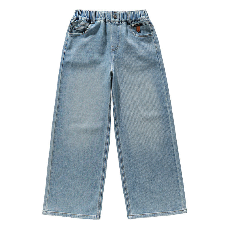 Children's Wide-Leg Pants Light Blue Denim Pants