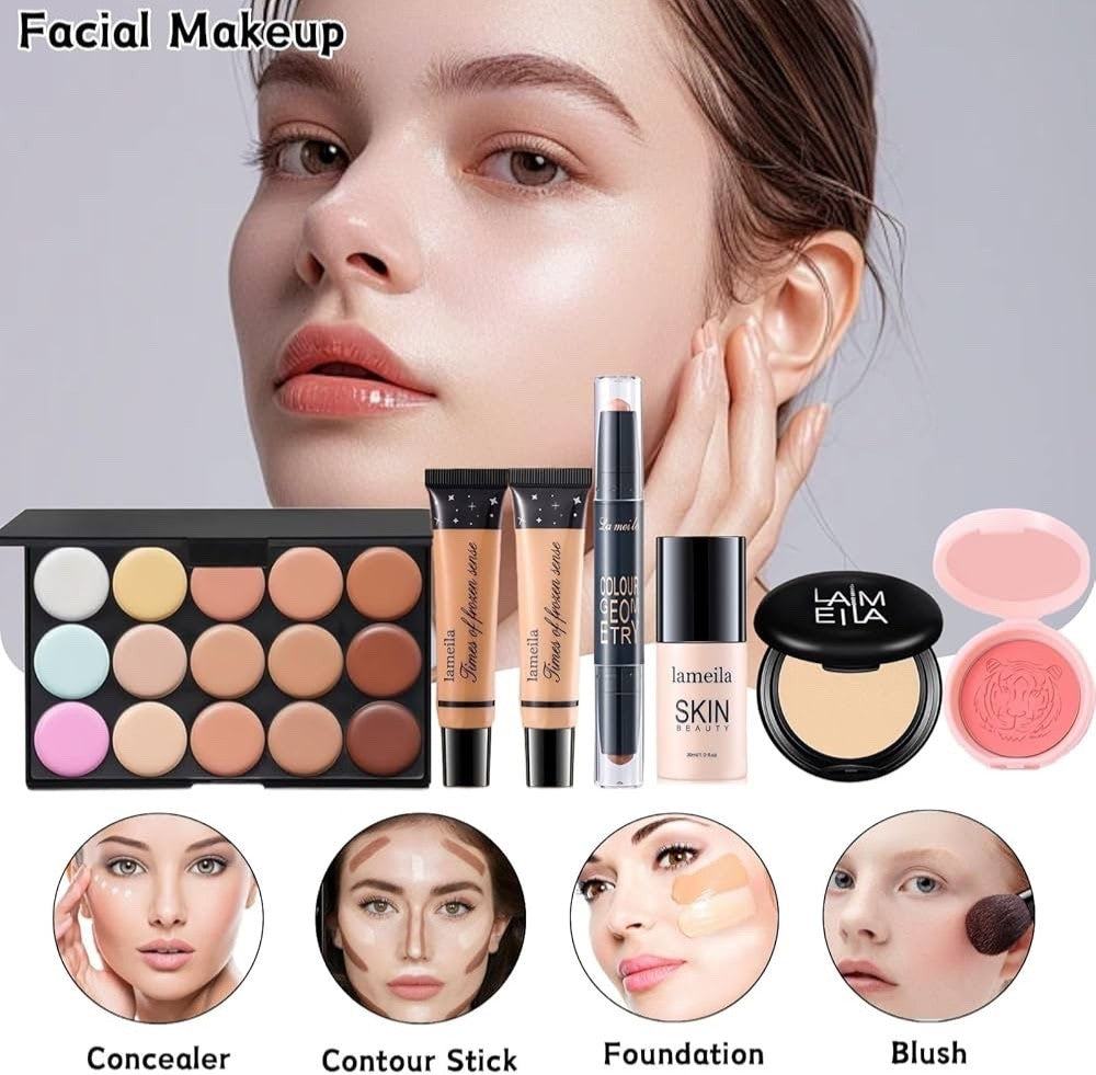 All in One Makeup Kit for Women Full Kit - 44PCS Professional Makeup Set with Fo