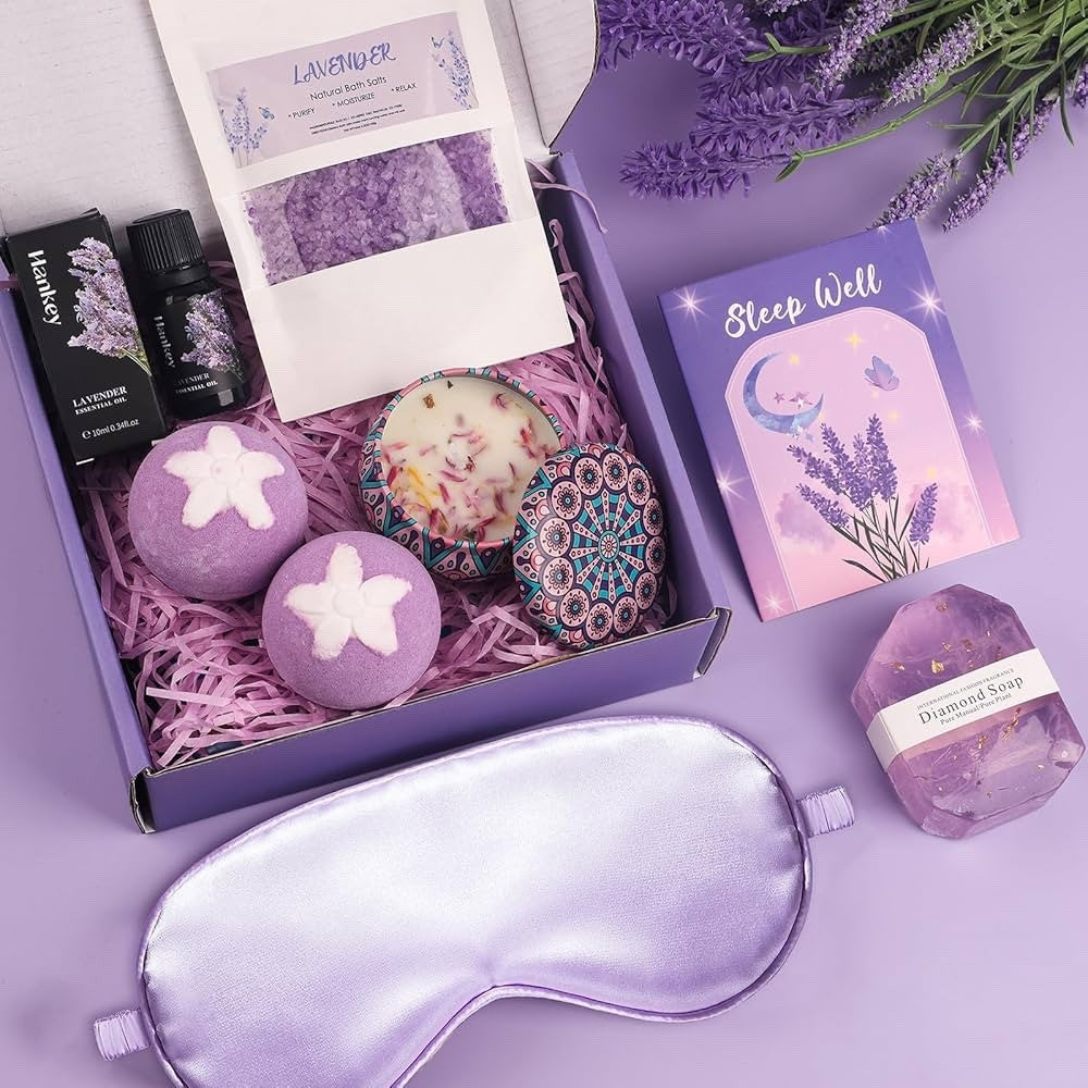 Lavender Pamper Gift Set for Women - Luxury Relaxation Spa Hamper for Her, Uniqu