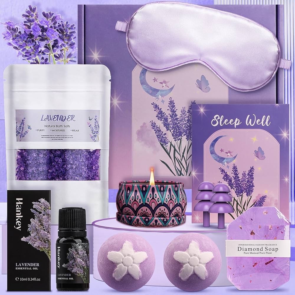 Lavender Pamper Gift Set for Women - Luxury Relaxation Spa Hamper for Her, Uniqu